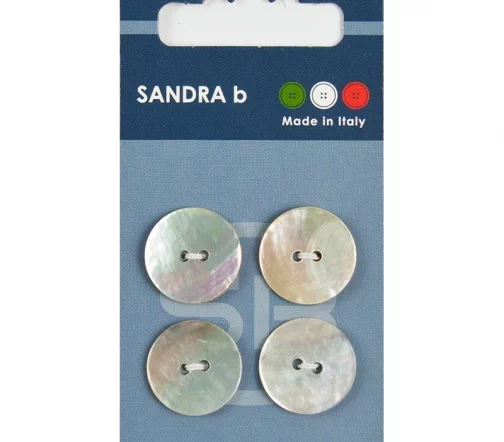 Пуговицы Sandra, 18 мм, 2 отв., нат.перламутр, 4 шт., CARD033