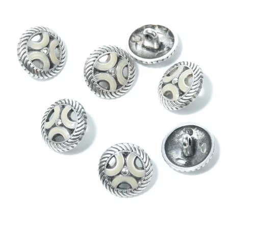 Пуговица Union Knopf, на ножке, металл, цвет св.серый/сост.серебро, 15 мм