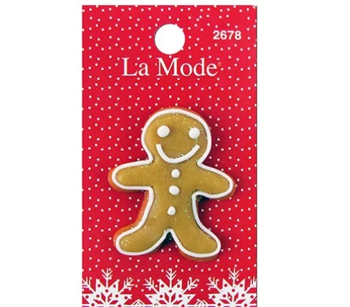Пуговица La Mode "Пряничный человечек", на ножке, 38 мм, пластик
