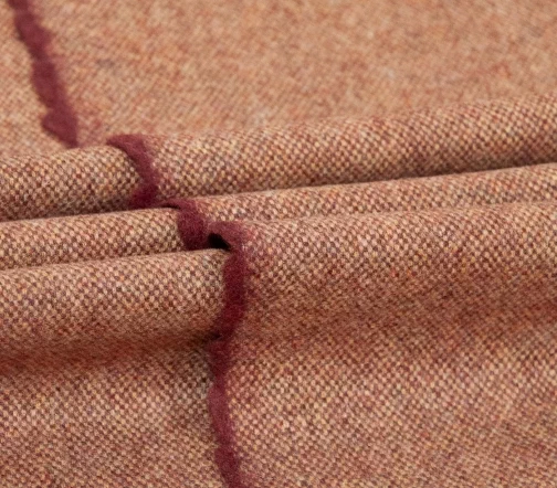 Твид шерстяной костюмный, цвет песочный/бордовый, 1102005