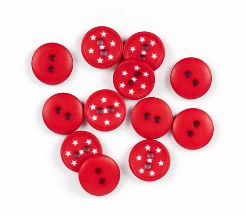 Пуговица Union Knopf "Звездочки", 2 отв., пластик, цвет красный, 12 мм