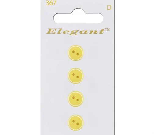 Пуговицы, Elegant, арт. 367 D, 2 отв., 9 мм, пластик, 4 шт., желтый