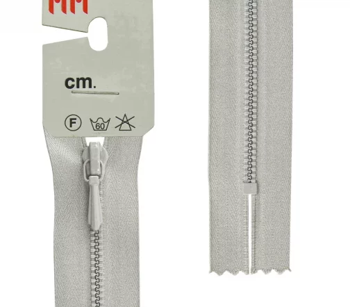 Молния Riri для юбок, металл крашеный, неразъёмная, 3мм 20см, цвет 2113, светло-серый
