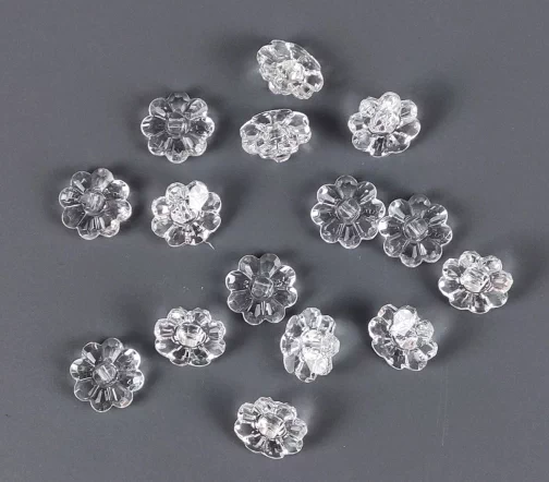 Пуговицы, Union Knopf, "Ромашка прозрачная", на ножке, пластик, цвет белый, 15 мм