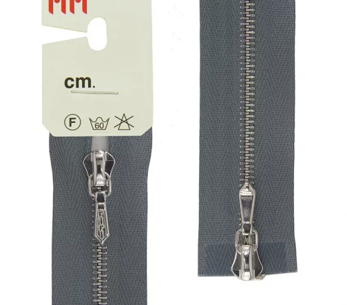 Молния Riri металл, Ni, слайдер Tropf, 4мм, разъёмная, 2 замка 80см, цвет 2119, серый