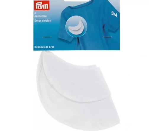 994215 Подмышечники для пришивания, пристегивания, р-р 3/4, цвет белый, 100% хлопок, 1 пара, Prym