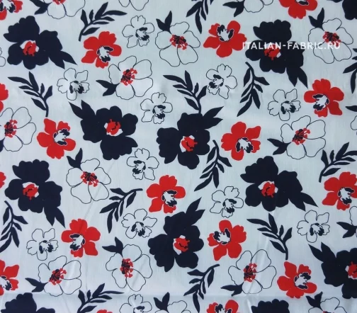 Ситец в синие и красные цветы, 00481