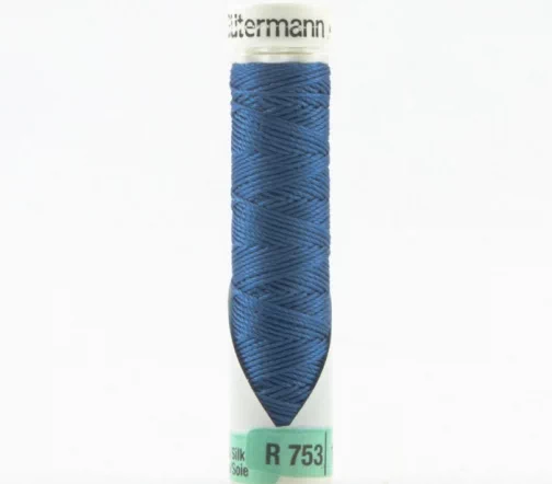 Нить Silk R 753 для фасонных швов, 10м, 100% шелк, цвет 311 пыльно-синий, Gutermann 703184
