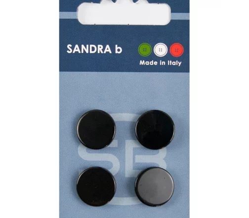Пуговицы Sandra, на ножке, 15 мм, пластик, 4 шт., черный, CARD173
