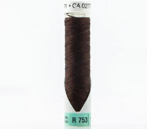Нить Silk R 753 для фасонных швов, 10м, 100% шелк, цвет 023 горький шоколад, Gutermann 703184