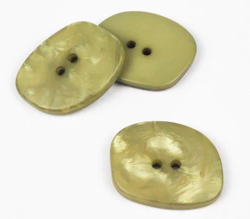 Пуговица, Union Knopf, "Муаровая", 2 отв., пластик, цвет оливковый, 38 мм