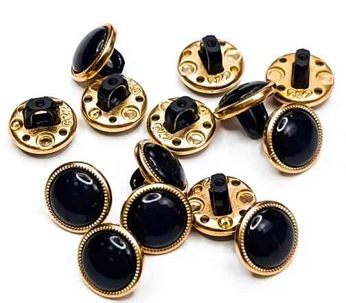 Пуговица DILL, на ножке, пластик, цвет черный/золото, 11 мм
