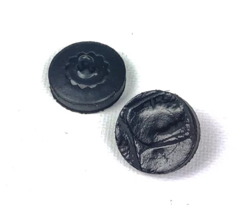 Пуговицы, Union Knopf, "Круглые, вогнутые", на ножке, натур. кожа, цвет черный, 20 мм