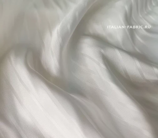 Подкладочная ткань жаккард в широкую полоску, цвет белый, 1062069