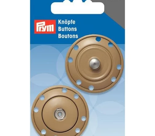 341831 Кнопка пришивная, латунь, цвет бежевый, 35 мм, Prym