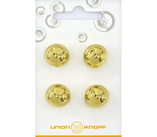Пуговицы Union Knopf, на ножке, металл, цв. золото, 15 мм, 4 шт., 89062