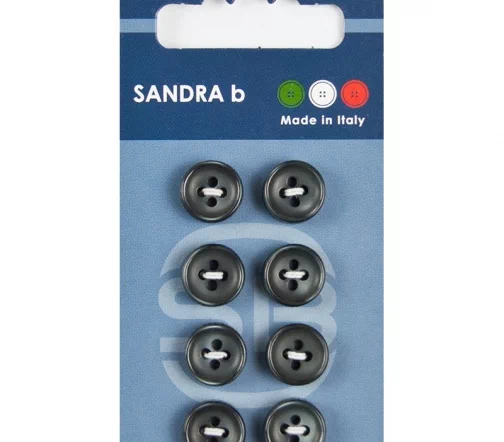 Пуговицы Sandra, 11 мм, 4 отв., пластик, 8 шт., темно-серый, CARD152