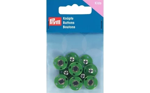 341907 Кнопки пришивные, металл, цвет зеленый, 14 мм, 5 шт., Prym