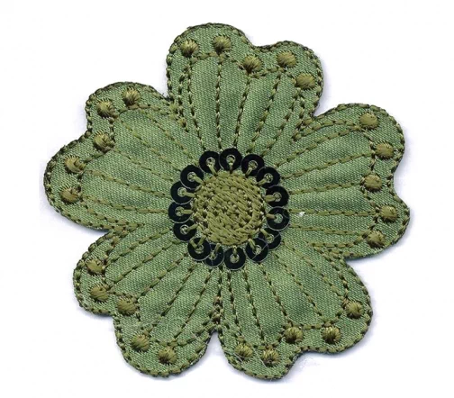 Термоаппликация "Цветок с пайетками", 6 х 6 см, зеленый, арт. 569472.I