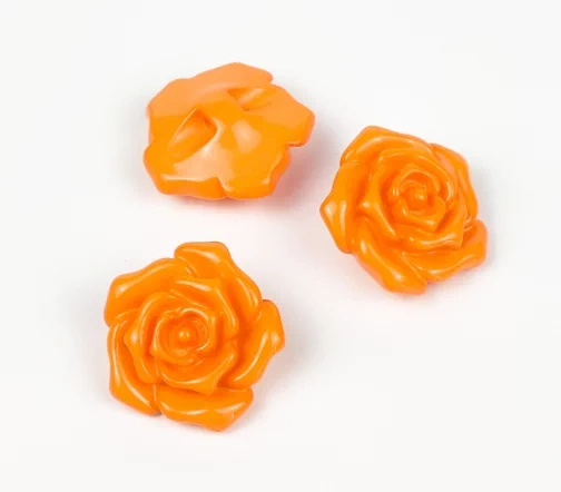 Пуговицы, Union Knopf, "Розочки", пластик, цвет оранжевый, 25 мм
