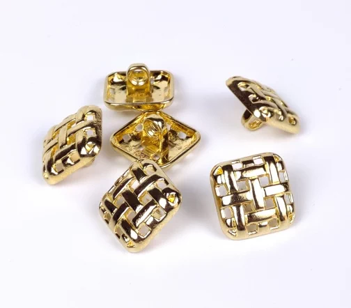 Пуговица DILL квадратная, на ножке, металл, цвет золотой, 20 мм