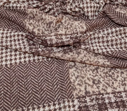 Трикотаж "Пэчворк", бежевый/коричневый, 00982