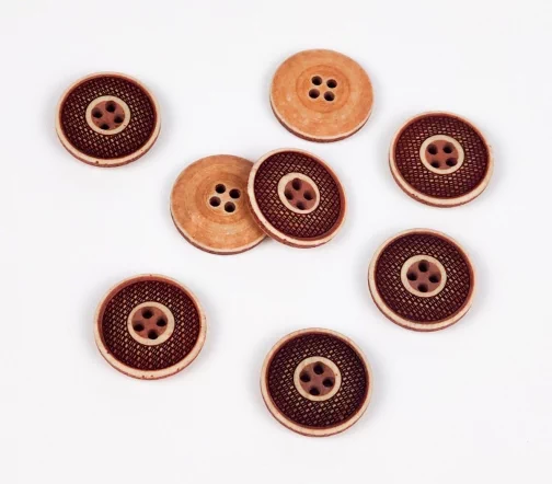 Пуговица, Union Knopf, 4 отв., пластик, цвет рыжий, 18 мм