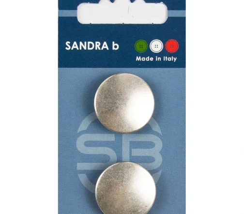 Пуговицы Sandra, на ножке, 23 мм, металл, 2 шт., серебро, CARD201