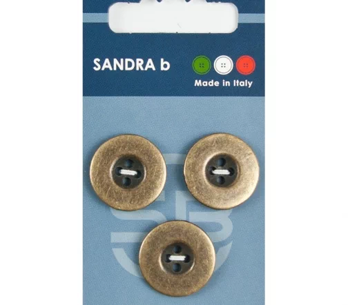 Пуговицы Sandra, 20,5 мм, 4 отв., металл, 3 шт., медный, CARD213