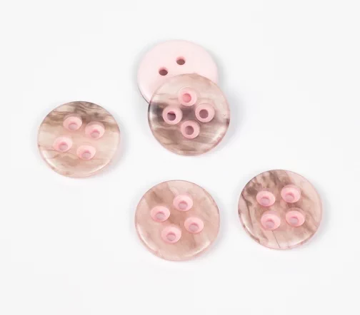 Пуговицы, Union Knopf, "Круглые с перламутром", 4 отв., пластик, цвет розово-серый, 18 мм