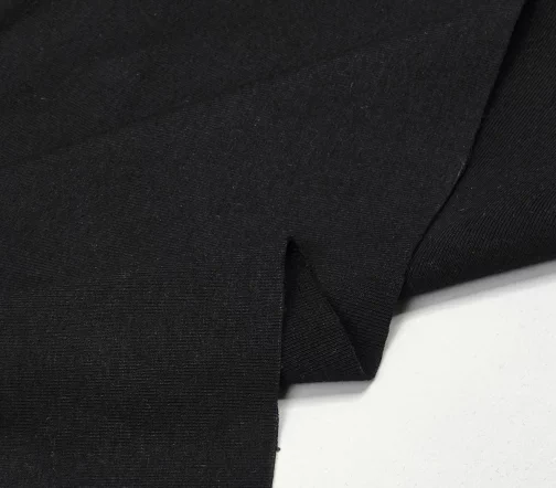 Трикотаж рибана хлопковый, цвет черный, 1122409-2