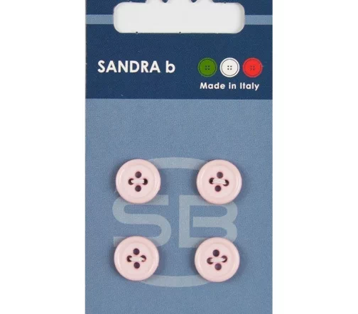 Пуговицы Sandra, 11 мм, 4 отв., пластик, 4 шт., розовый, CARD133