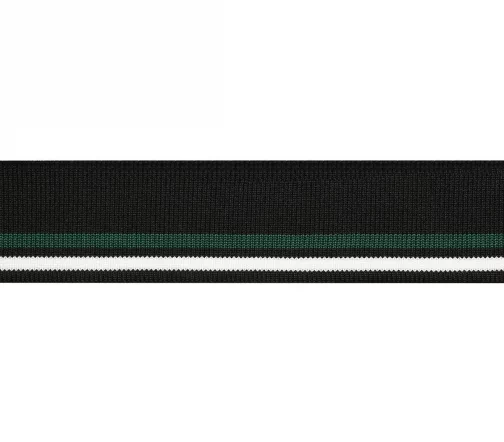 Подвяз трикотажный в полоску, 3,5см*1м, арт. 3AR559-1, черный/белый/зеленый