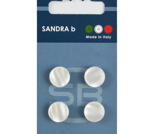 Пуговицы Sandra, на ножке, 12,5 мм, пластик, 4 шт., белый перламутровый, CARD006