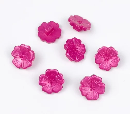 Пуговица Цветок, на ножке, пластик, цв. фуксия, 15 мм