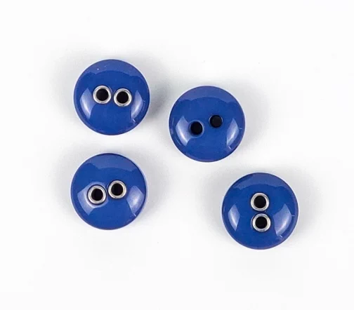 Пуговицы, Union Knopf, круглые, выпуклые, 2 отверстия, пластик, цвет синий, 14 мм