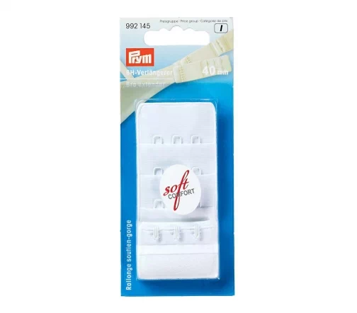 992145 Удлинитель застежки бюстгальтера 40мм 3х3 крючка, цвет белый, Prym