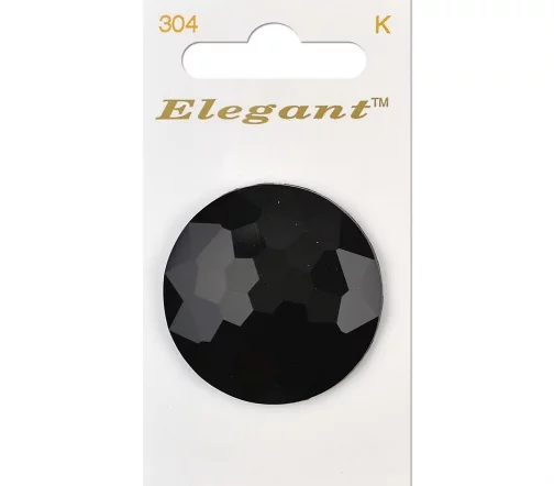 Пуговица Elegant, арт. 304 J, на ножке, 38 мм, пластик, черный