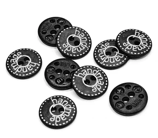 Пуговица DILL "Handmade", 2 отв., пластик, цвет черный, 15 мм