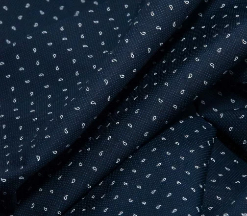 Сорочечный хлопок Paul Smith "Белые пейсли", фон темно-синий, 1092209
