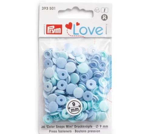 393501 Kнопки Color Snaps Mini Prym Love, синий цв., 9мм, 36шт, Prym