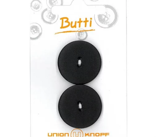 Пуговицы, Union Knopf, 2 отв., пластик, цв. черный, 25 мм, 2 шт., 81143