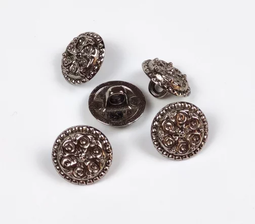 Пуговица DILL "Цветок", на ножке, металл, цвет состар.серебро, 15 мм