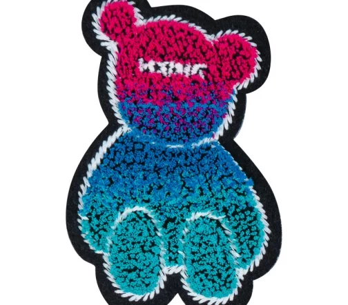 Термоаппликация HKM "Мишка-пушистик", 4,5 х 6,8 см, цвет фуксия/синий/бирюза
