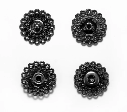 Кнопки ажурные, металл, пришивные, 21 мм, цвет черный, 02-B-21