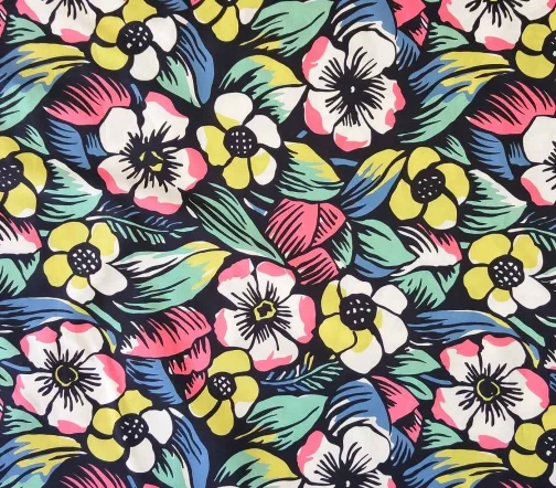 Сатин с цветочным принтом, 01451