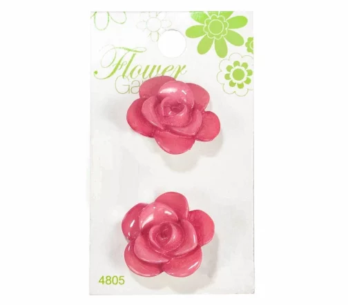 Пуговицы, Flower Garden, арт. 4805, на ножке, 25 мм, пластик, 2 шт., розовый
