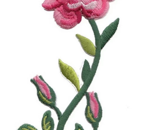 Термоаппликации "Розы со стеблем", 12,5 х 4 см, цвет розовый, 2 шт., 569866