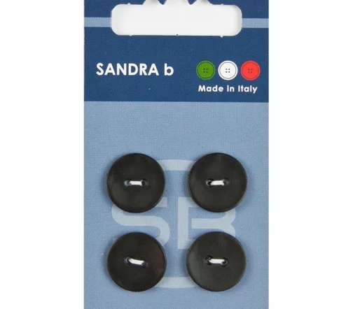 Пуговицы Sandra, 15 мм, 2 отв., пластик, 4 шт., цвет черный, CARD148