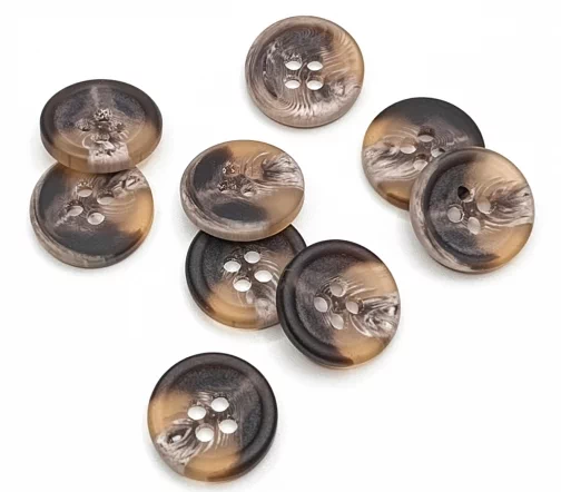 Пуговица DILL, 4 отв., пластик, оттенки коричневого, 15 мм